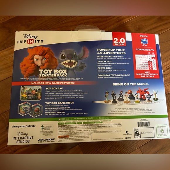 Xbox 360, Disney Infinity 2.0 with disk and the game thing with cord. Toy box. - Picture 5 of 11